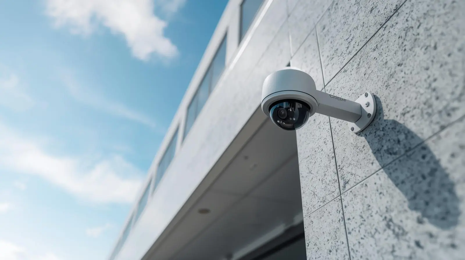 Caméra IP extérieure installée sur la façade d’un bâtiment – Charles Thibaut Caméra IP extérieure installée sur la façade d’un bâtiment – Charles Thibaut