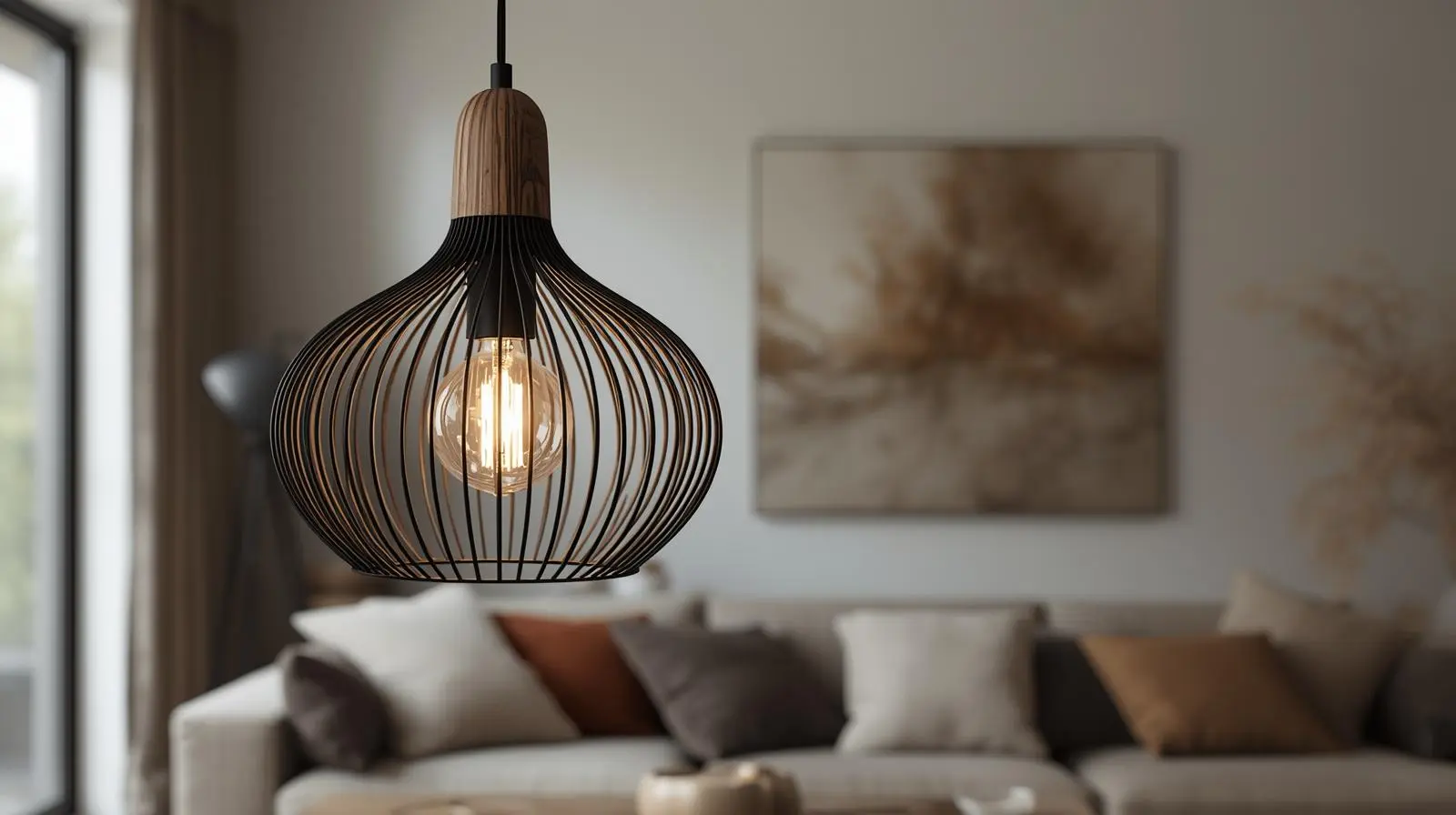 Éclairage décoratif design dans un salon moderne – Charles Thibaut