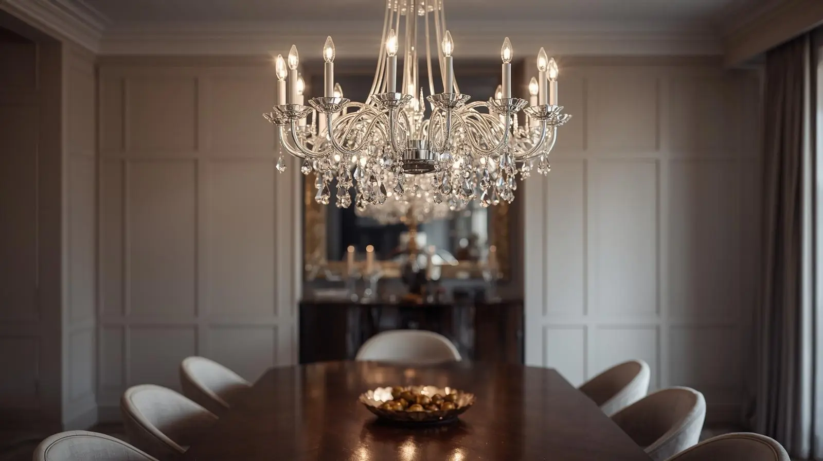 Lustre décoratif moderne au-dessus d’une table à manger – Charles Thibaut