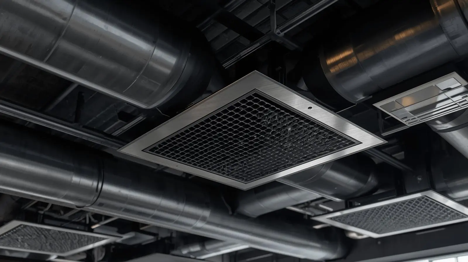 plafond-de-bureau-moderne-avec-gaines-de-vmc-apparentes plafond-de-bureau-moderne-avec-gaines-de-vmc-apparentes